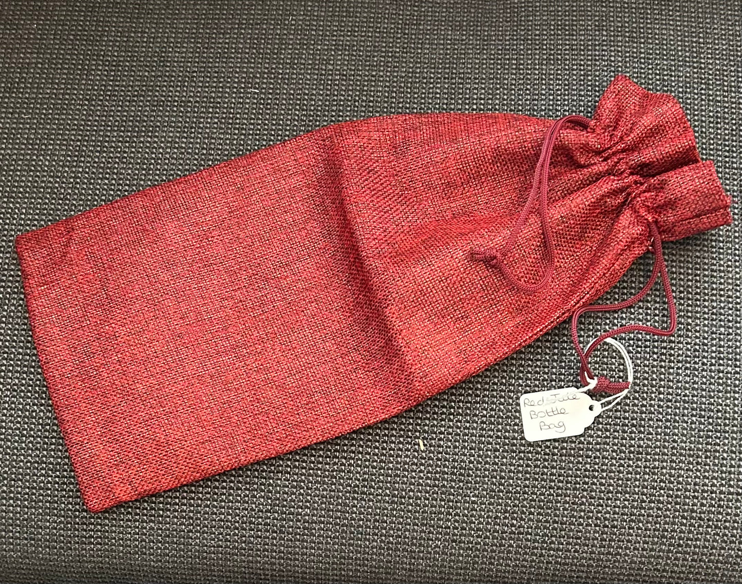 Bottle Gift Bag - Red Jute - 35cm x 15cm