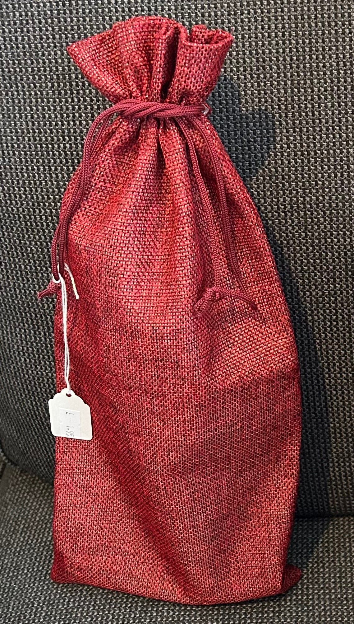 Bottle Gift Bag - Red Jute - 35cm x 15cm