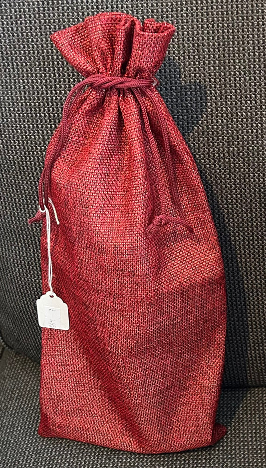 Bottle Gift Bag - Red Jute - 35cm x 15cm