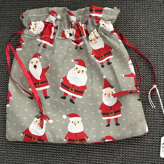 Hand Made - Drawstring Christmas Gift Bag - Santa