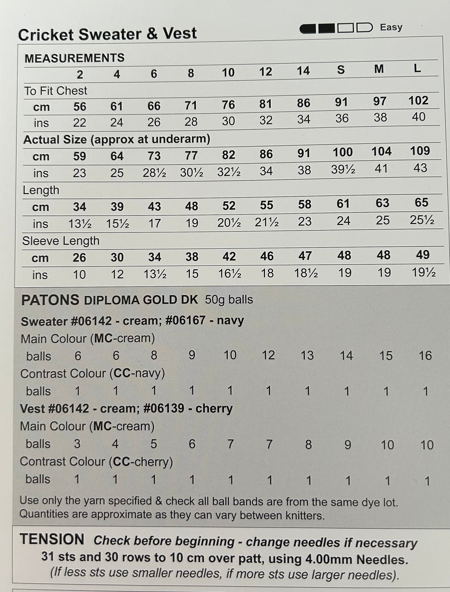 Knitting Pattern 3886 - Men's/Boys Cricket Sweater & Vest in DK