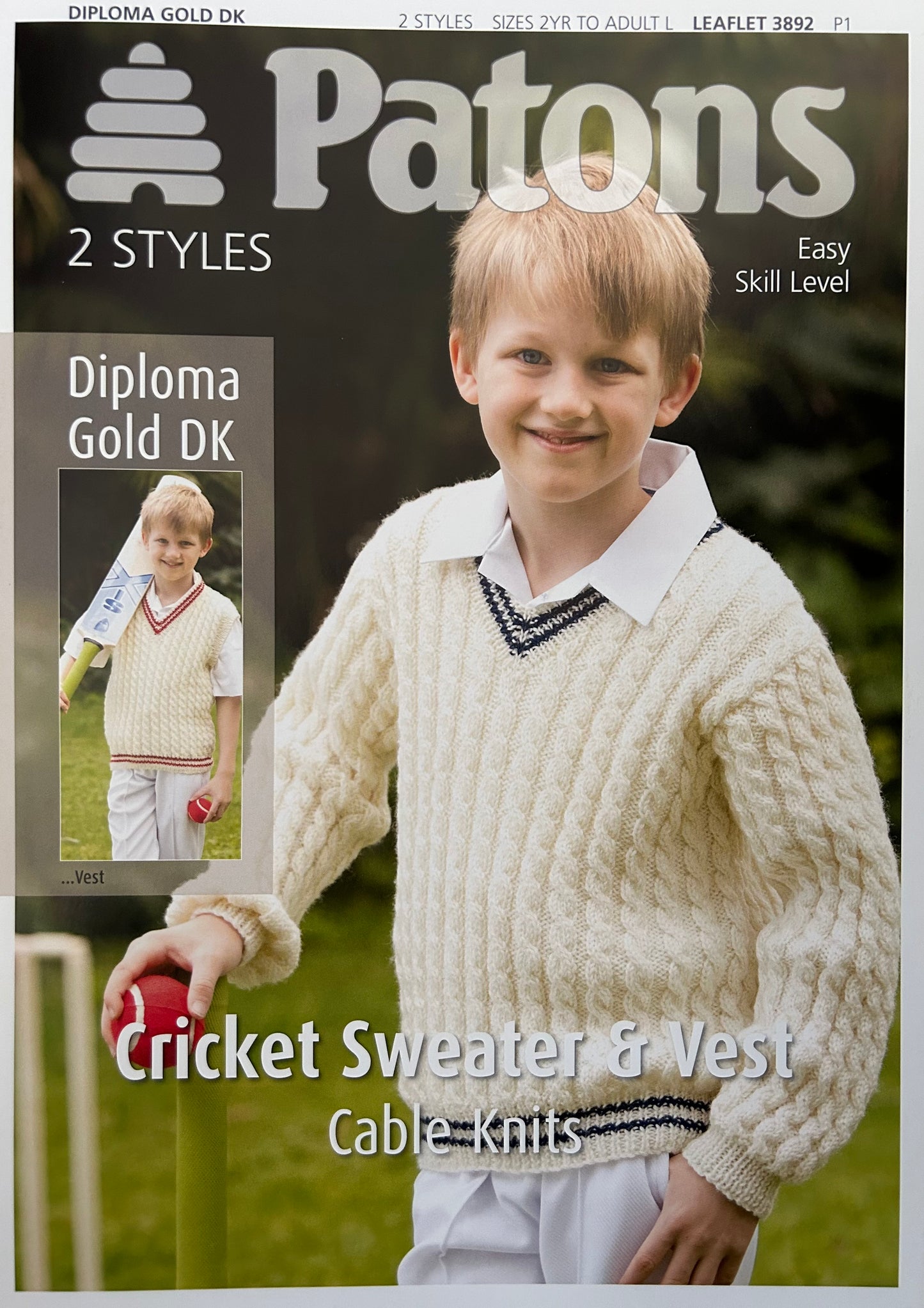 Knitting Pattern 3886 - Men's/Boys Cricket Sweater & Vest in DK
