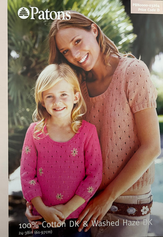 Knitting Pattern 3264 - Womans & Childs Eyelet Top in Cotton DK