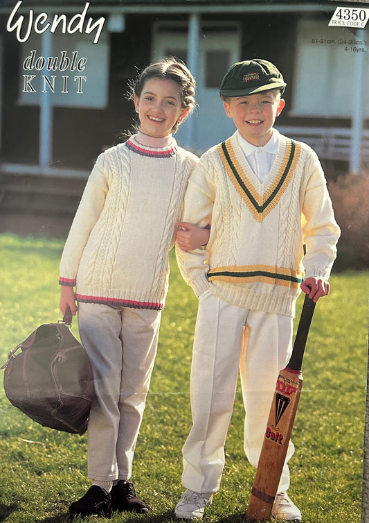 Knitting Pattern 4350 - Childrens Cricket Style Sweaters in DK