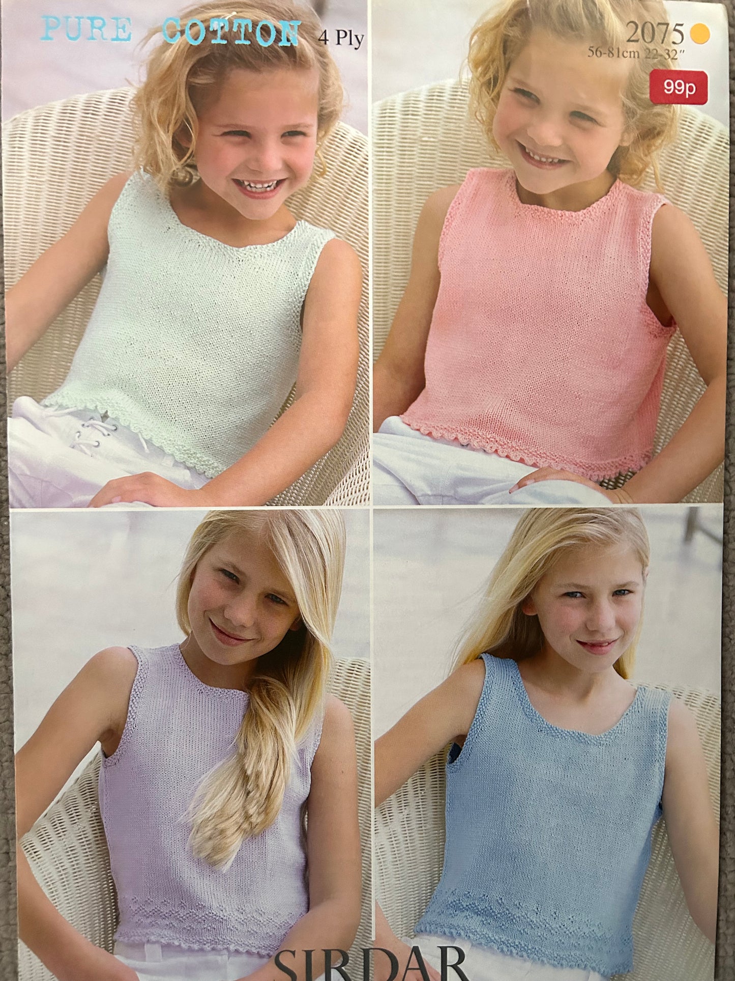 Knitting Pattern 2075 - Girls Cotton Tops in 4 Ply