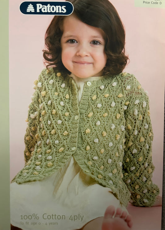 Knitting Pattern 3550 - Bobble Cardigan in Cotton 4 Ply