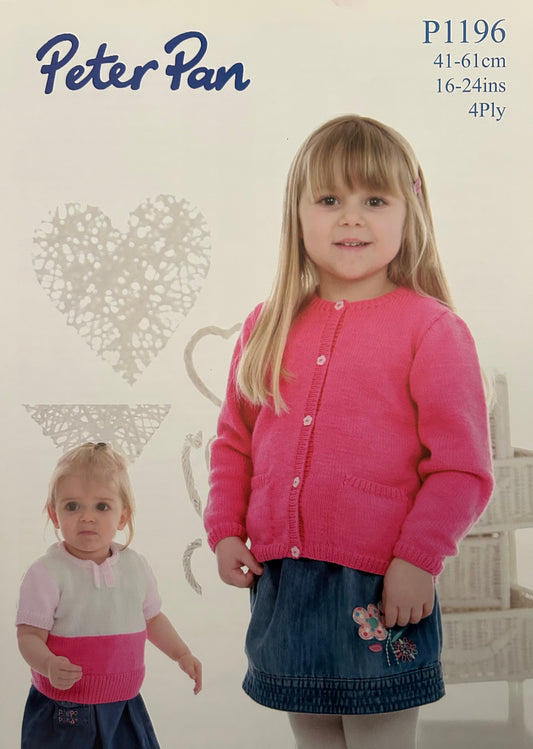 Knitting Pattern 1196 - Long Sleeved Cardigan & Block Sweater in 4 Ply