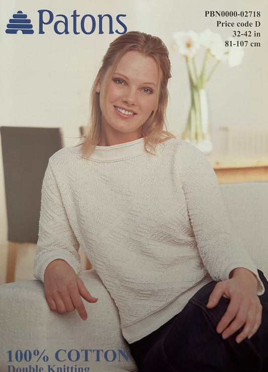Knitting Pattern 2718 - Textured Sweater in Cotton DK