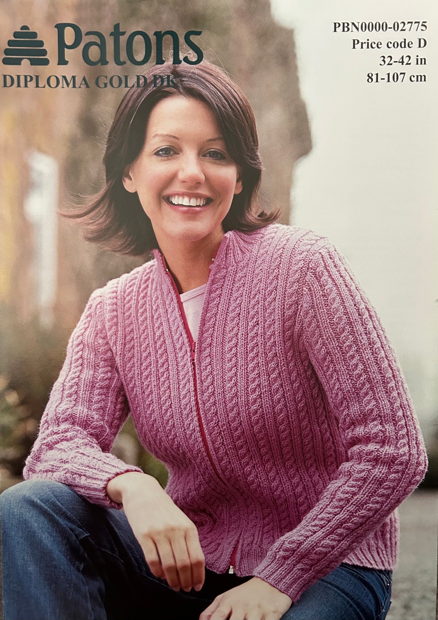 Knitting Pattern 2775 - Cabled Cardigan with Zip in Diploma Gold DK