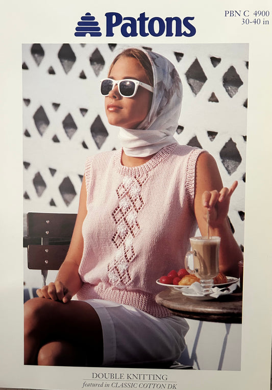 Knitting Pattern 4900 - Ladies Sleeveless Top in Cotton DK