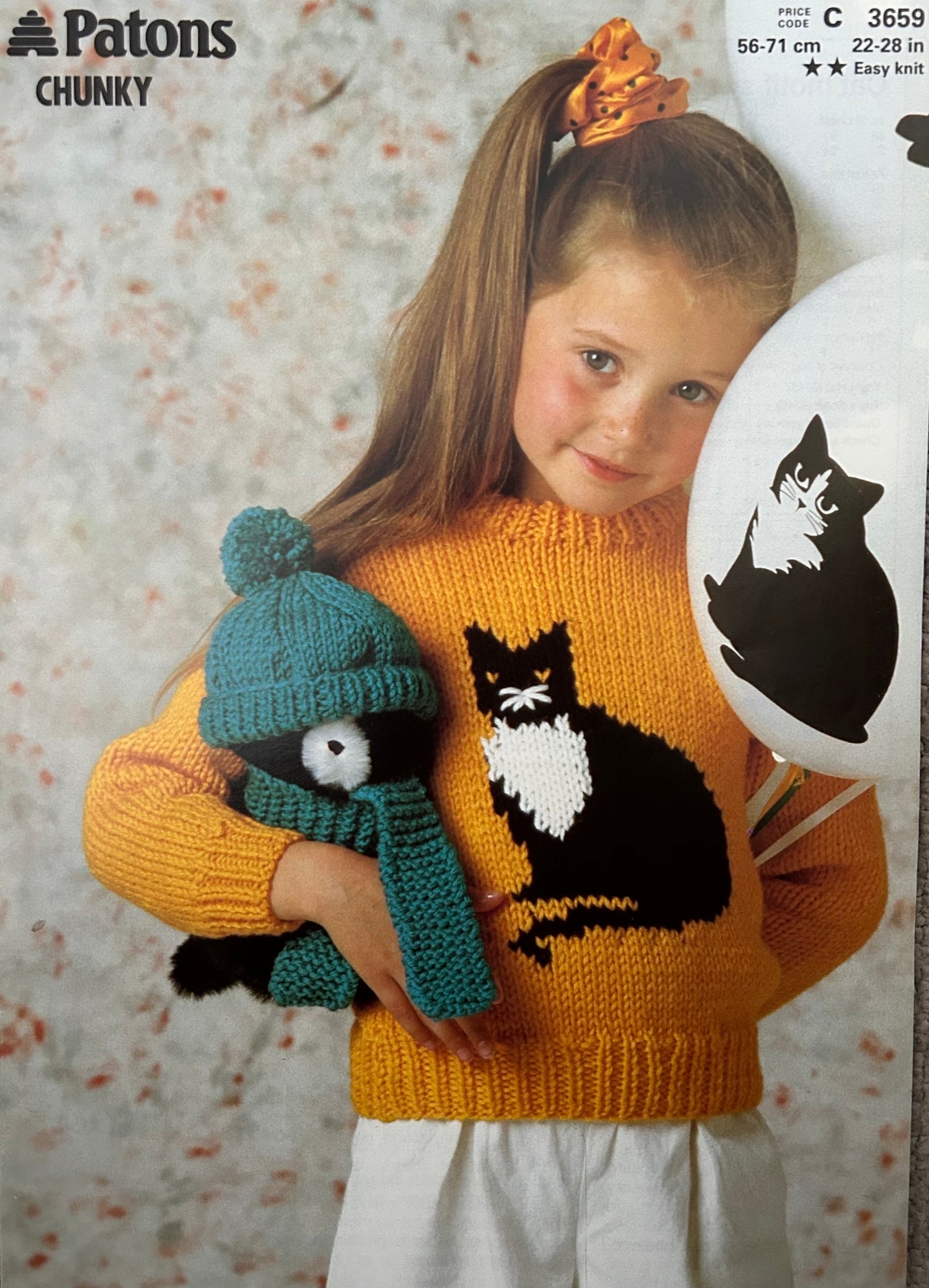 Knitting Pattern 3659 - Cat Motif Sweater in Chunky