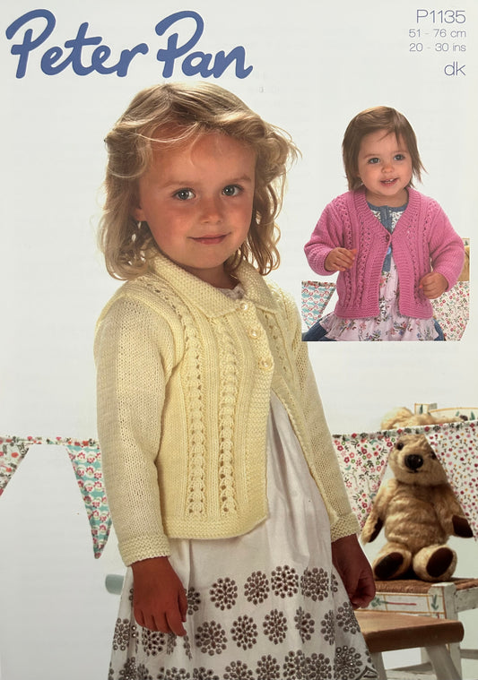 Knitting Pattern 1135 - Cardigans in Peter Pan DK