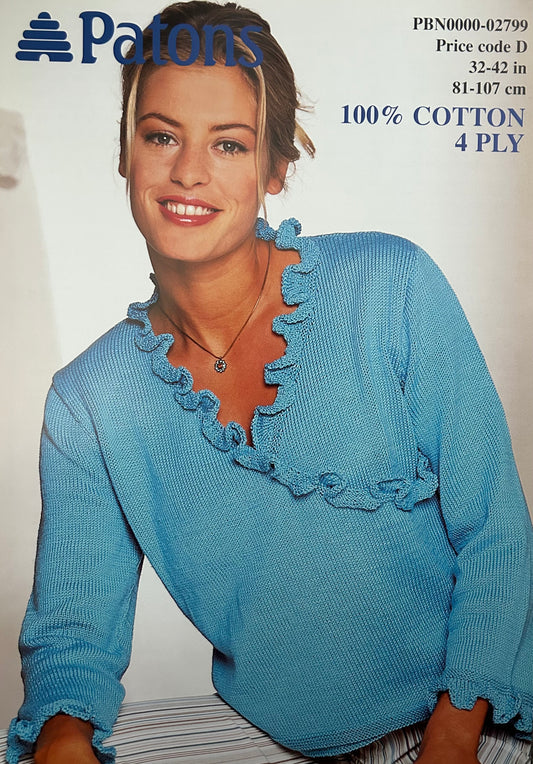 Knitting Pattern 2799 - Wrap Top in Cotton 4 Ply