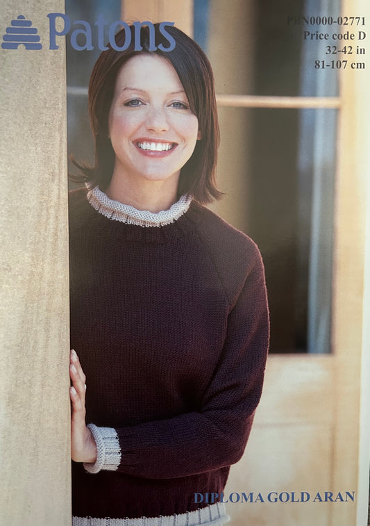 Knitting Pattern 2771 - Raglan Sweater in Diploma Gold Aran