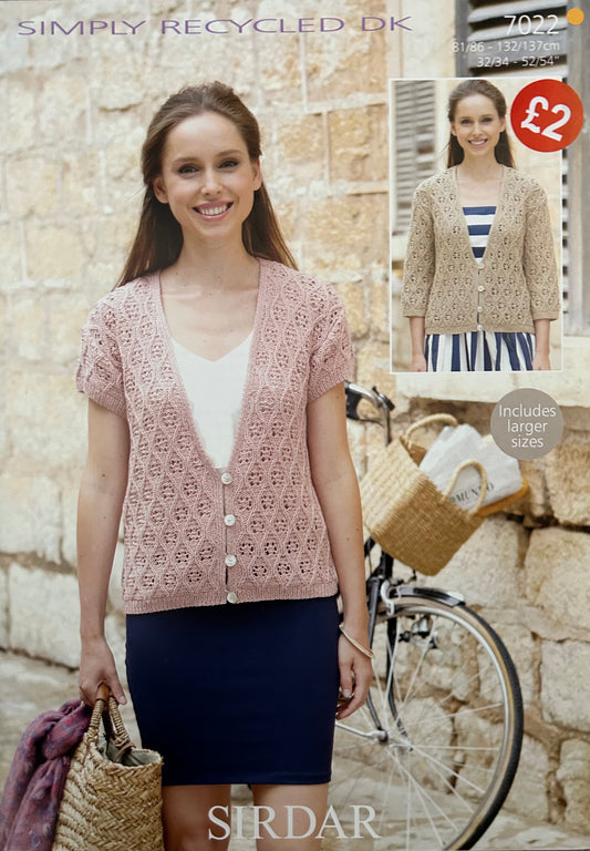 Knitting Pattern 7022 - Cardigans in Simply Recycled DK