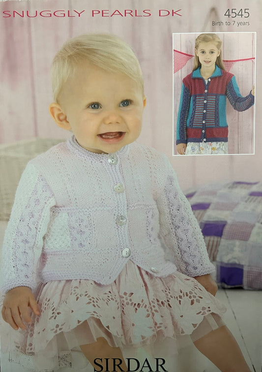 Knitting Pattern 4545 - Flat Collar & Round Neck Jackets in Snuggly Pearls DK
