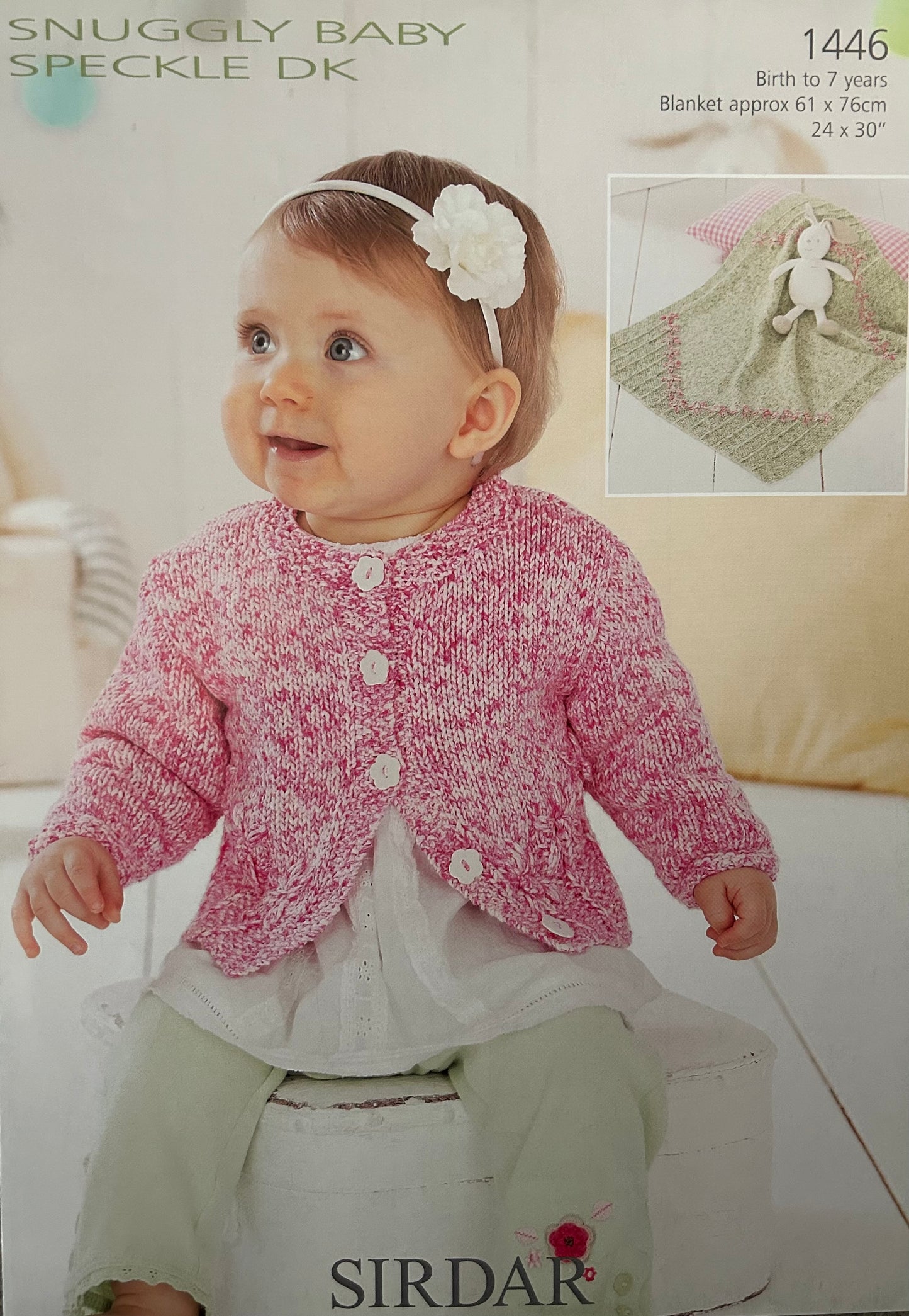 Knitting Pattern 1446 - Cardigan & Blanket in Snuggly Baby Speckle DK