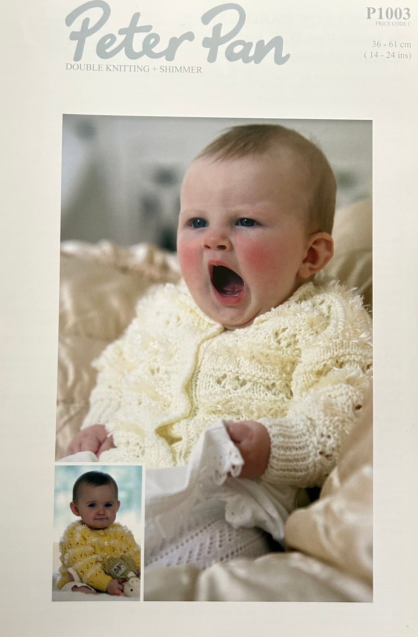 Knitting Pattern P1003 - Girls Lacy Cardigan in Peter Pan DK  & Wendy Shimmer