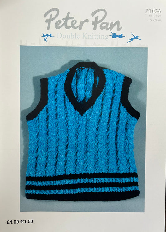 Knitting Pattern P1036 - Childs Tank Top in Peter Pan DK