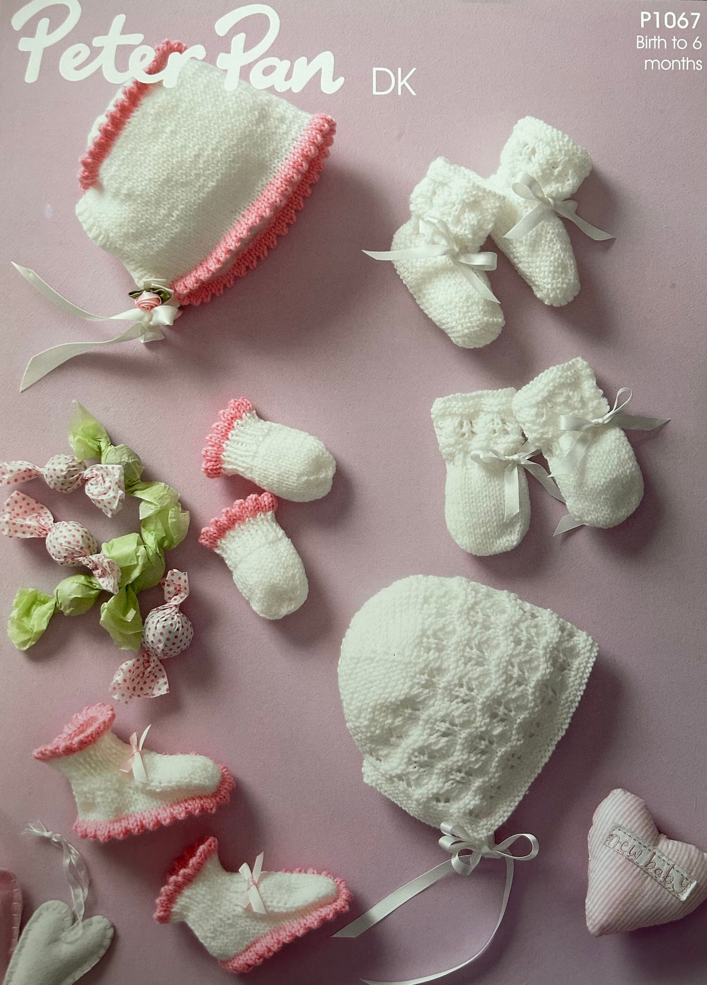 Knitting Pattern P1067 - Baby Accessories in Peter Pan DK