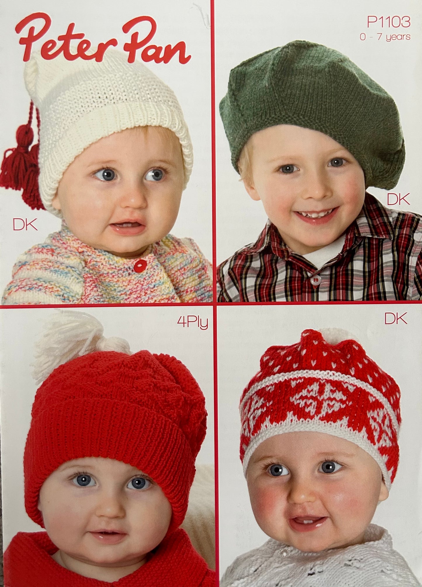 Knitting Pattern P1103 - Hats in Peter Pan DK & 4 Ply
