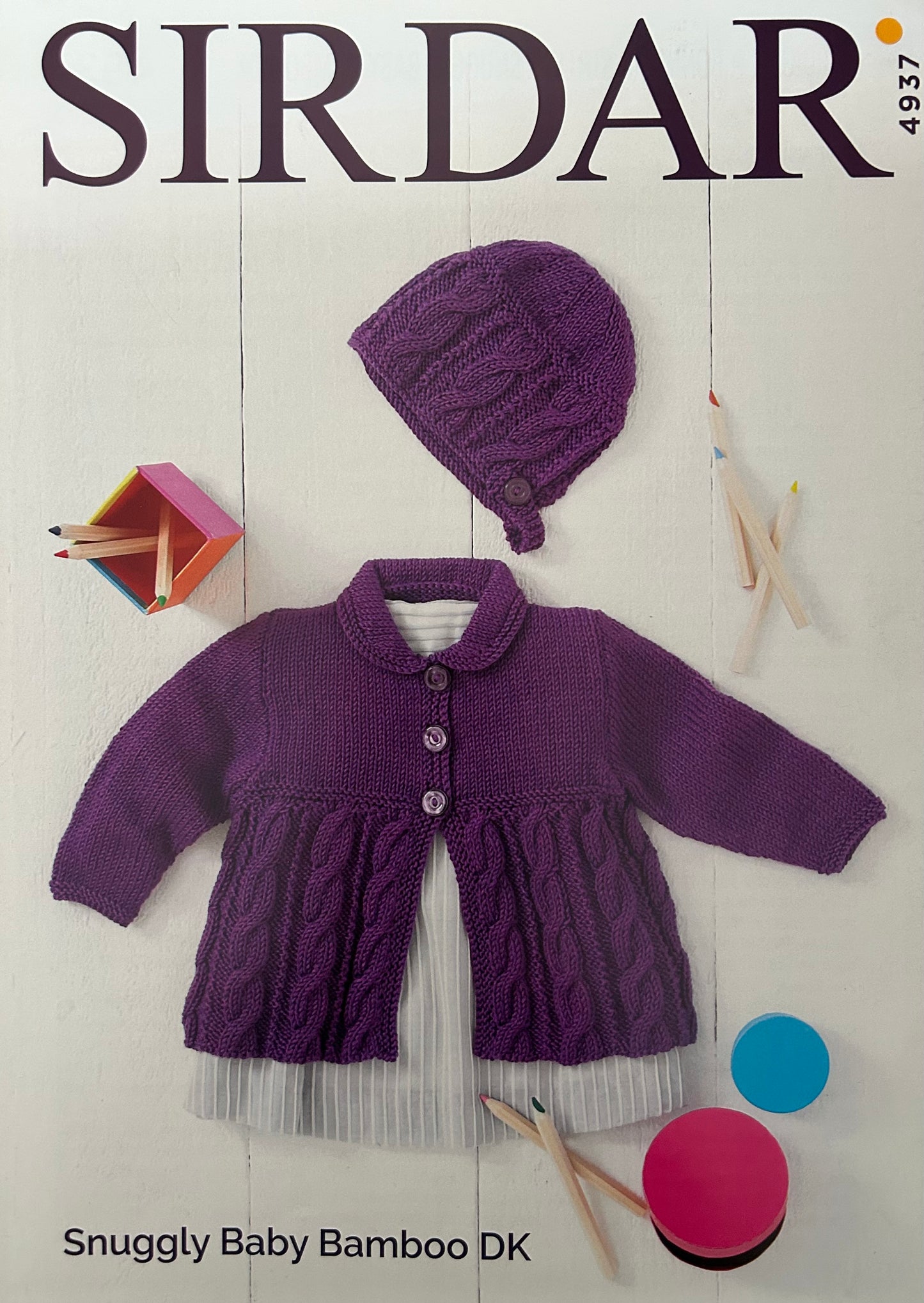 Knitting Pattern 4937 - Cardigan & Bonnet in Snuggly Baby Bamboo DK