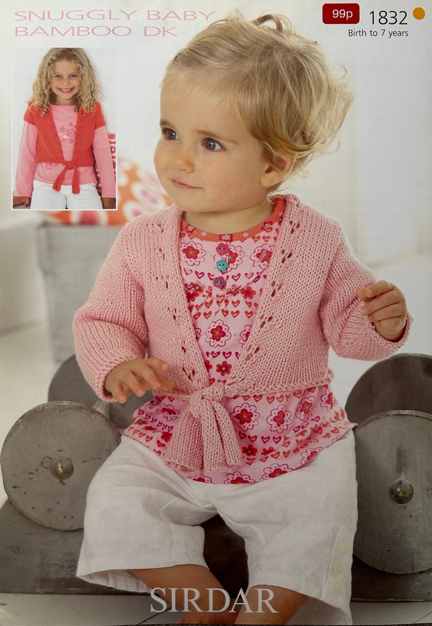 Knitting Pattern 1832 - Tie Front Cardigan in Snuggly Baby Bamboo in DK