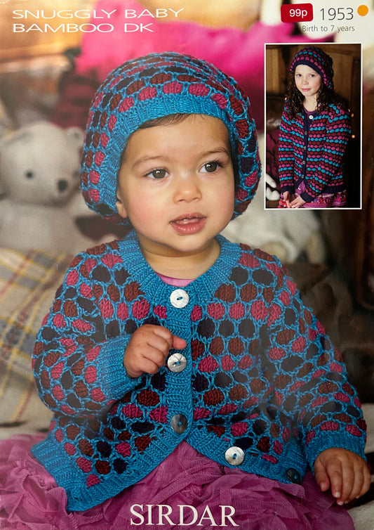 Knitting Pattern 1953 - Cardigan & Beret in Snuggly Baby Bamboo DK