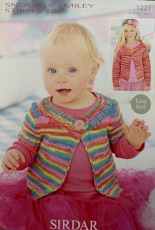 Knitting Pattern 1227 - Cardigans in Snuggly Smiley Stripes DK