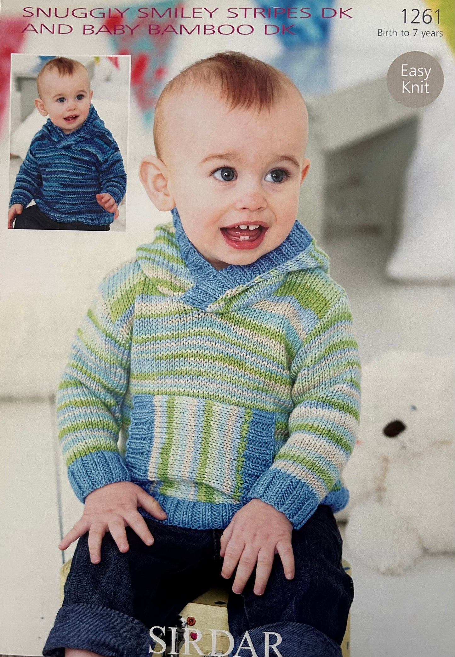 Knitting Pattern 1261 - Hooded Sweaters in Snuggly Smiley Stripes DK & Baby Bamboo DK