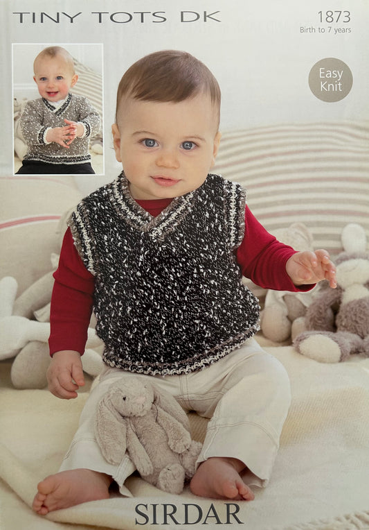 Knitting Pattern 1873 - Sweater & Tank in Tiny Tots DK