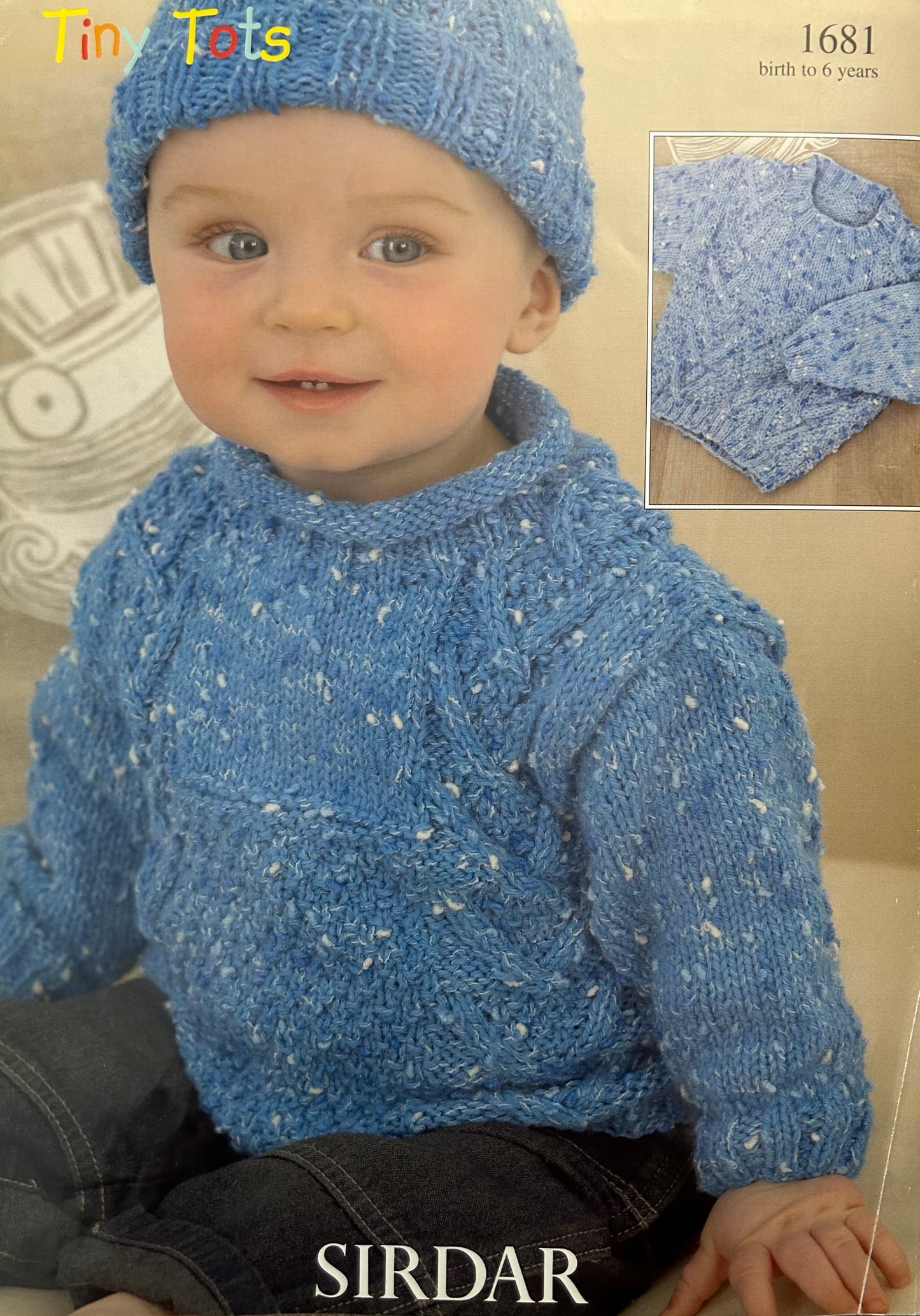 Knitting Pattern 1681 - Sweaters & Hat in Tiny Tots DK