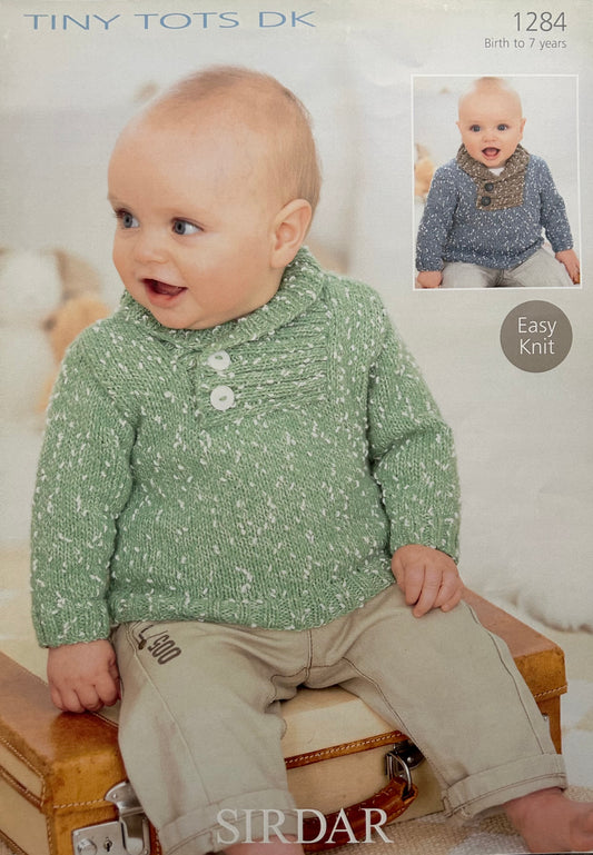 Knitting Pattern 1284 - Sweaters in Tiny Tots DK