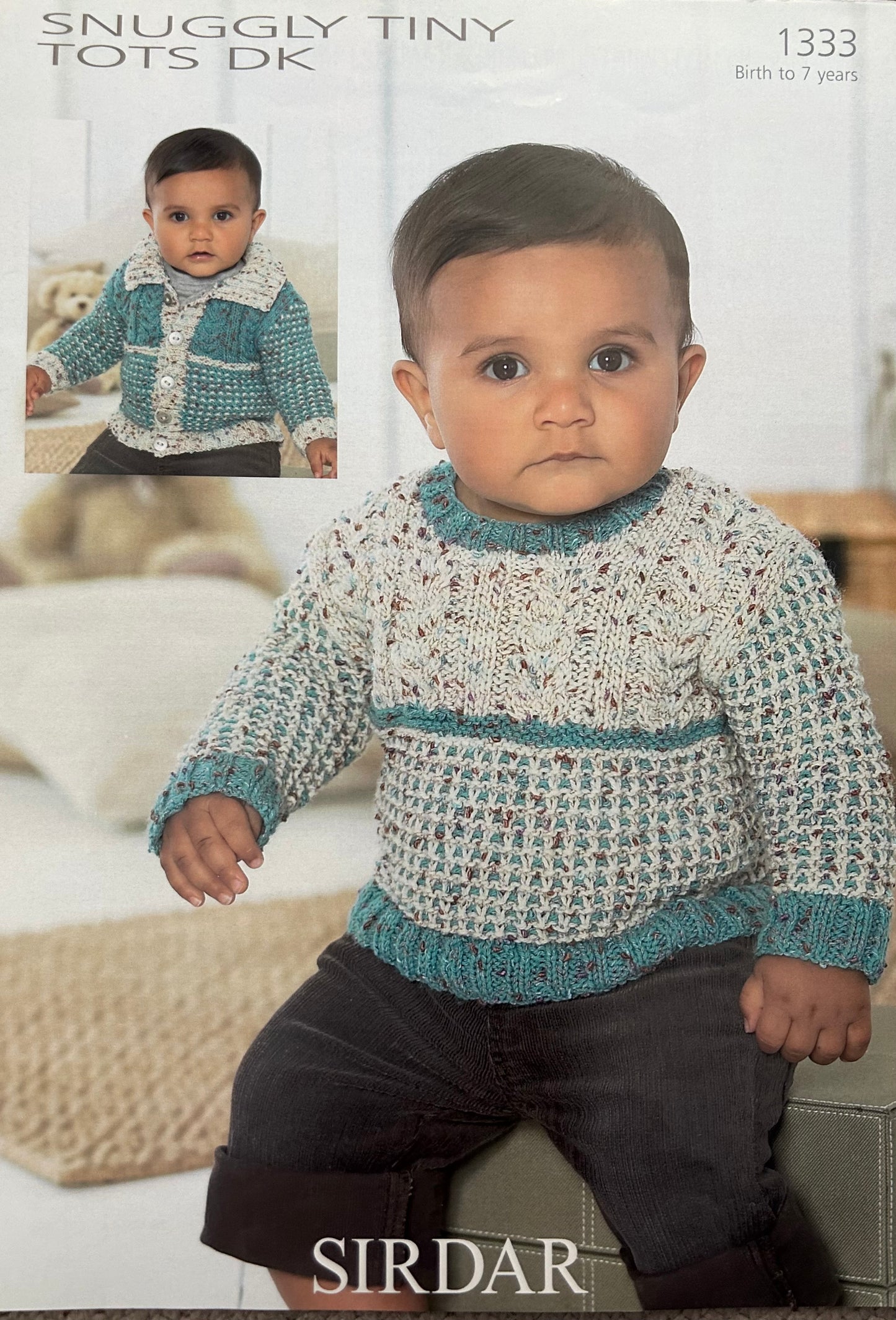 Knitting Pattern 1333 - Sweater & Jacket with Collar in Tiny Tots DK