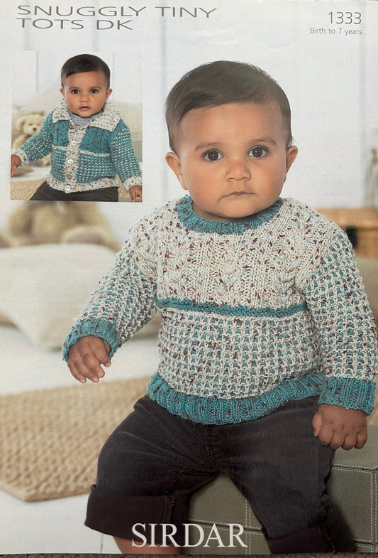 Knitting Pattern 1333 - Sweater & Jacket with Collar in Tiny Tots DK