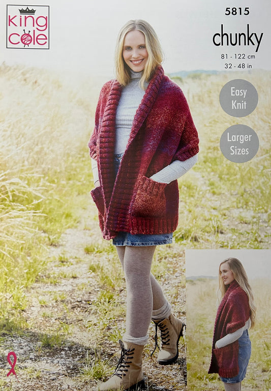 Knitting Pattern 5815 - Ladies Shawls in Chunky