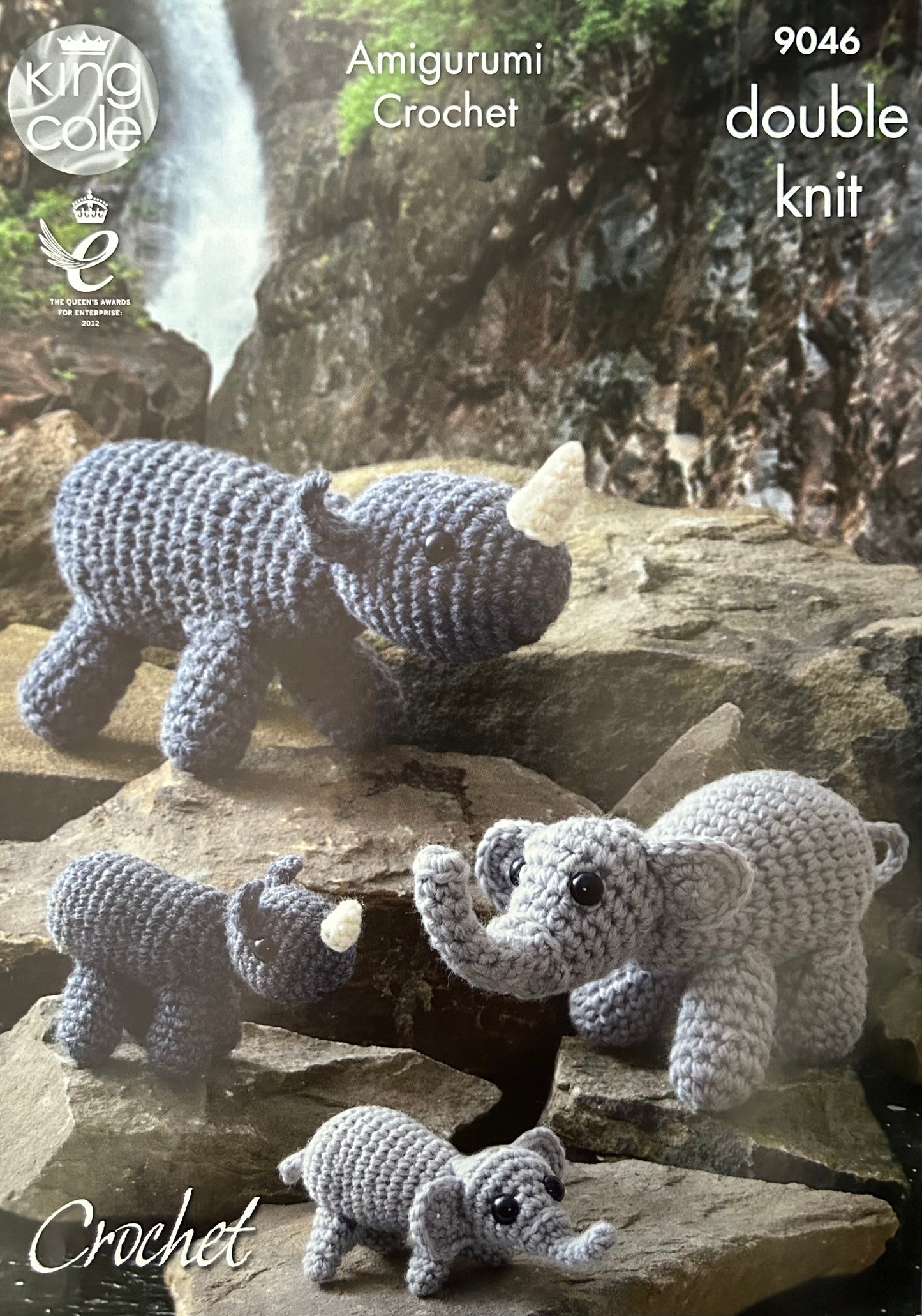 Crochet Pattern 9046 - Mother & Baby Elephants & Rhinos in DK