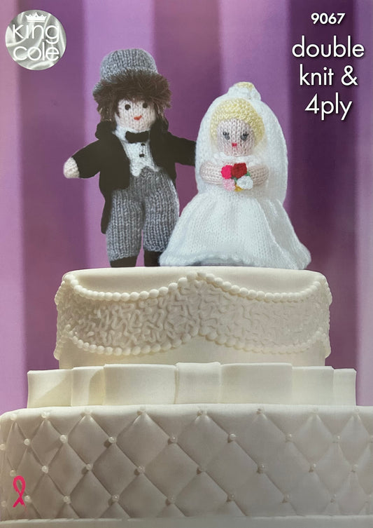 Knitting Pattern 9067 - Bride & Groom Cake Toppers in DK & 4 Ply