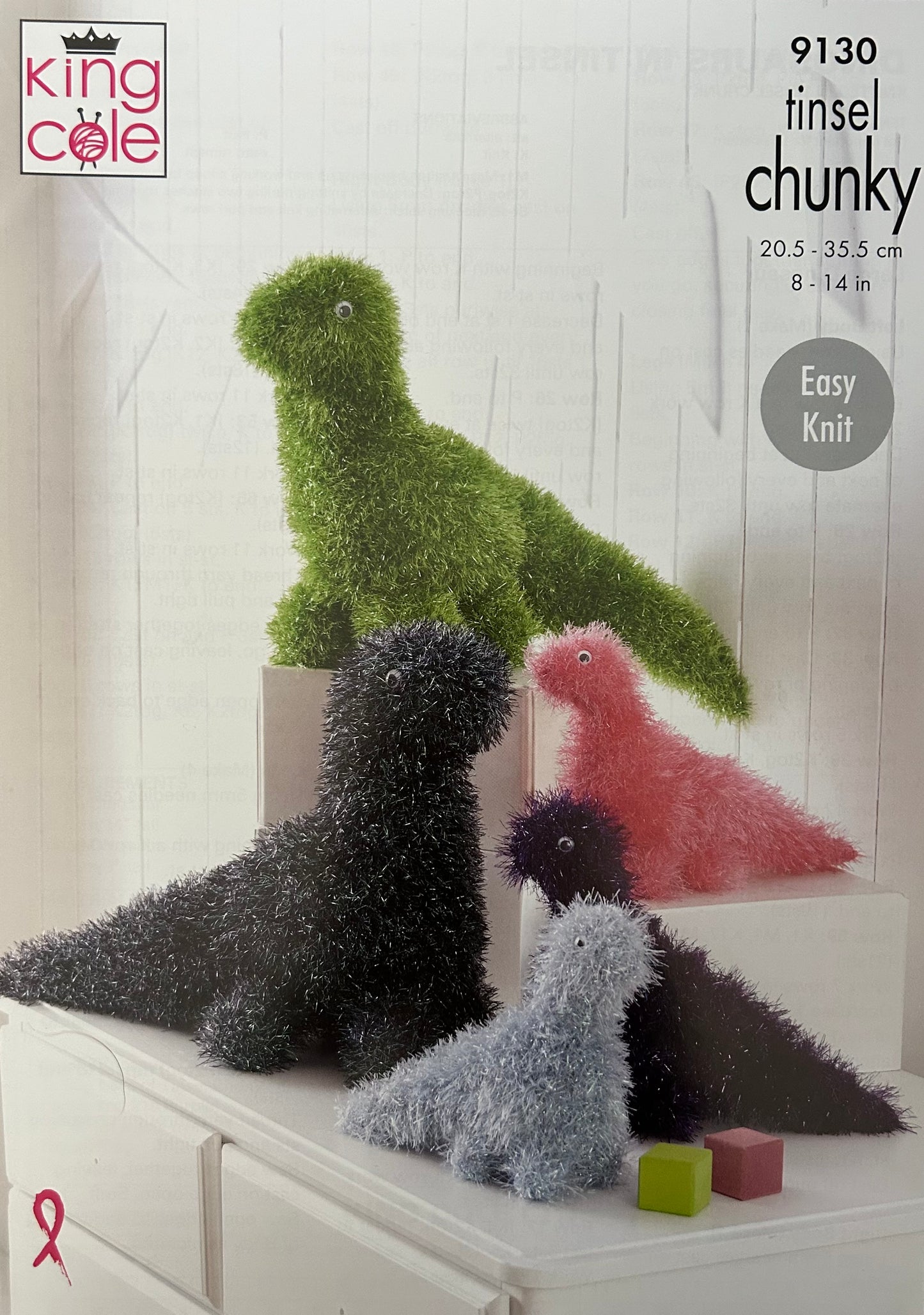 Knitting Pattern 9130 - Dinosaurs in Tinsel Chunky