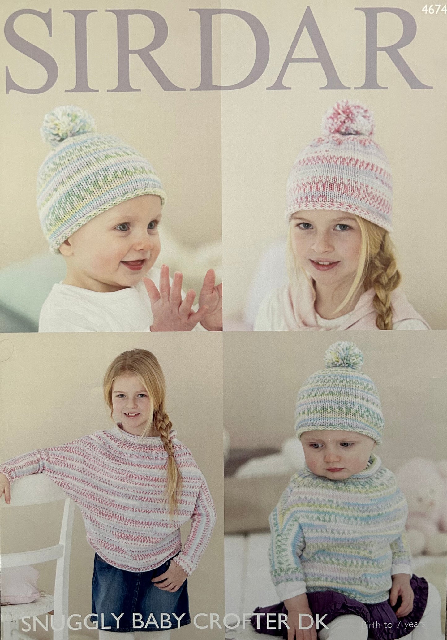Knitting Pattern 4674 - Poncho with Sleeves & Hat in Baby Crofter DK
