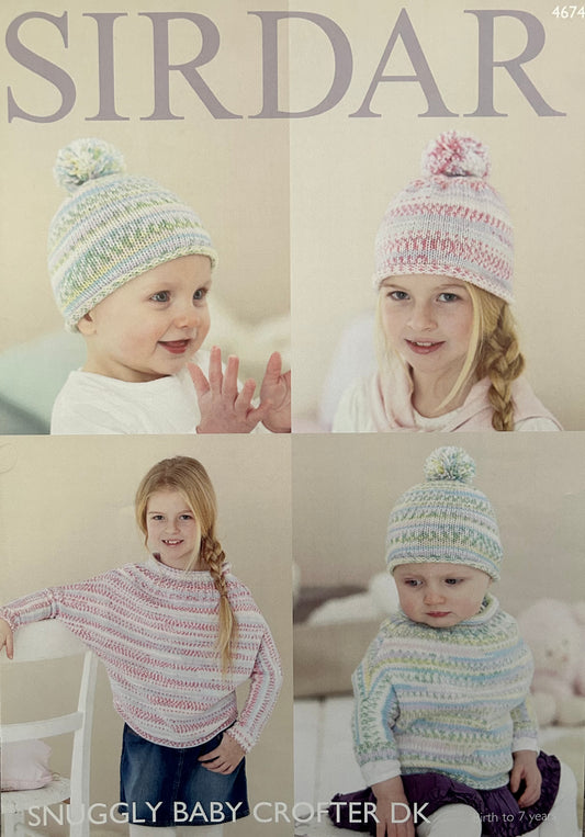 Knitting Pattern 4674 - Poncho with Sleeves & Hat in Baby Crofter DK