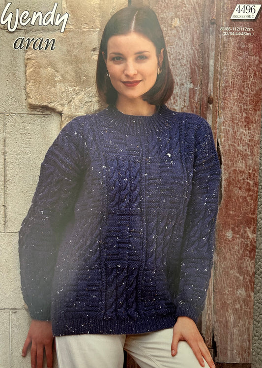 Knitting Pattern 4496 - Patchwork Sweater in Aran