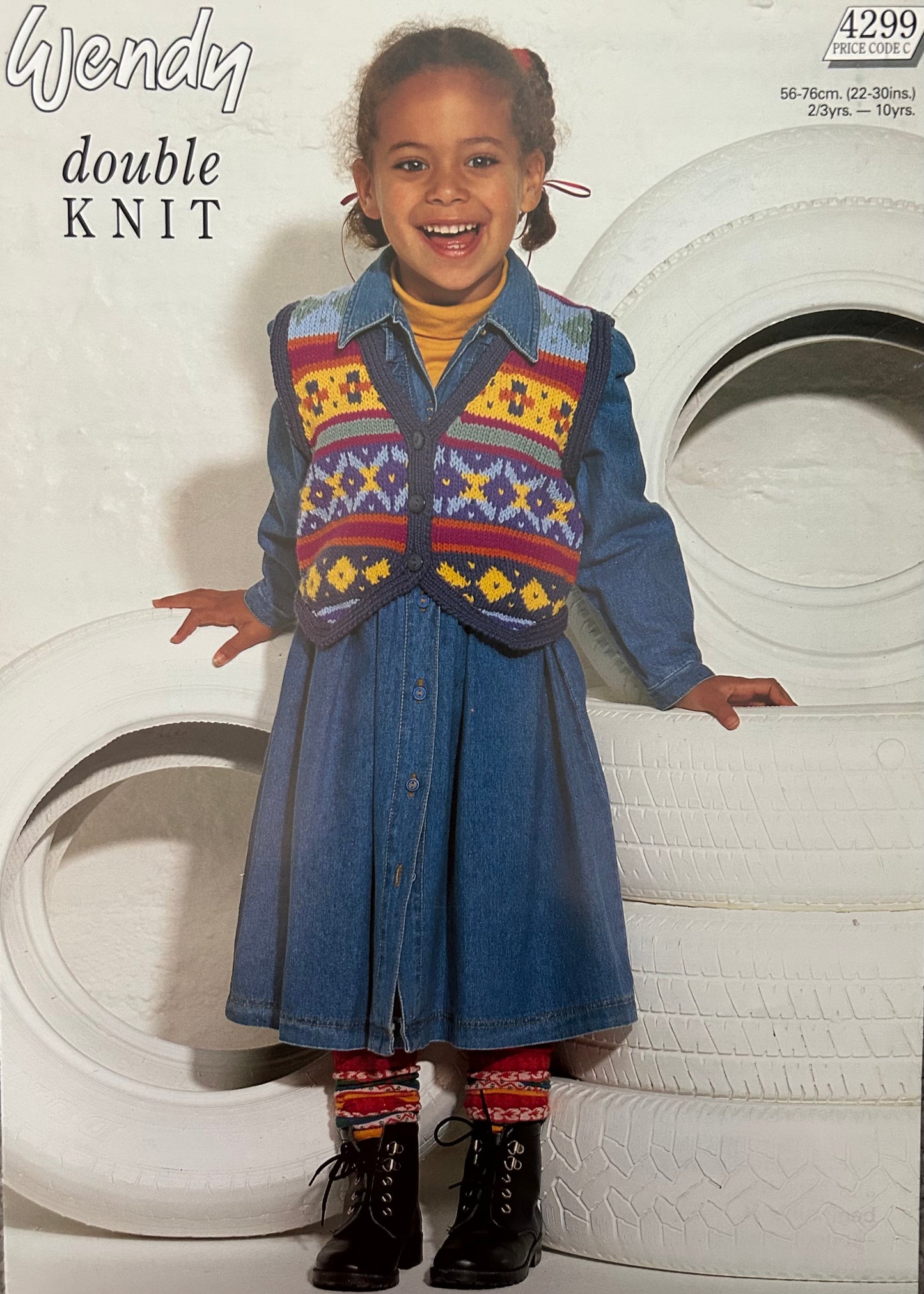 Vintage Knitting Pattern 4299 - Girls Fairisle Waistcoat in DK