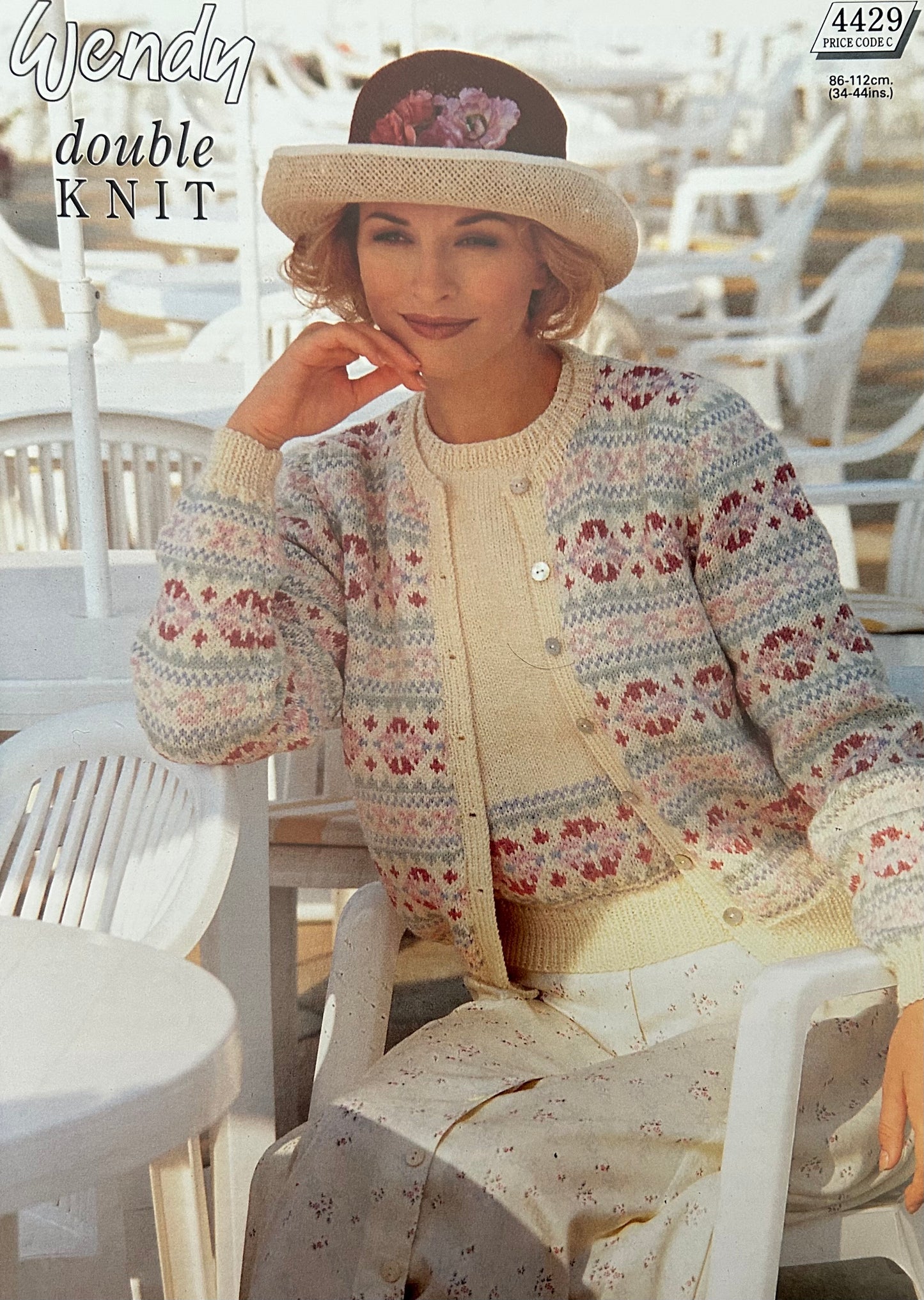 Vintage Knitting Pattern 4429 -  Fairisle Cardigan & Sweater Twin Set in DK
