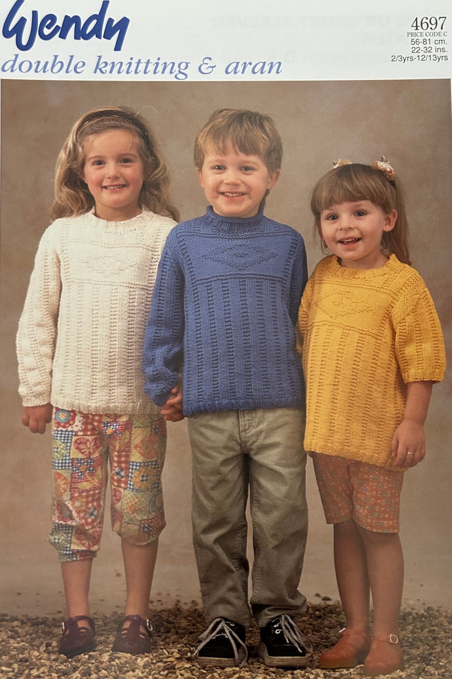 Vintage Knitting Pattern 4697 - Childrens Sweaters in DK or Aran