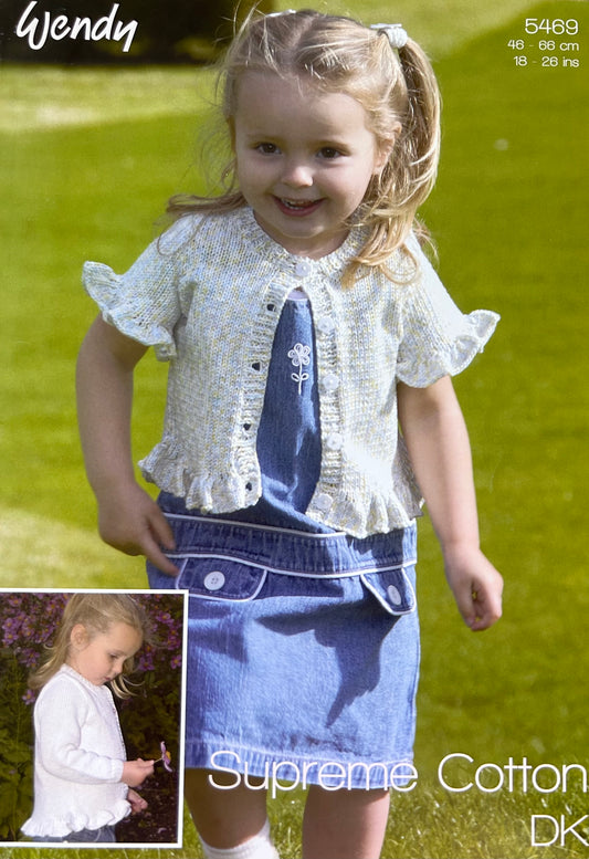 Knitting Pattern 5469 - Frilled Edge Cardigan in Cotton DK