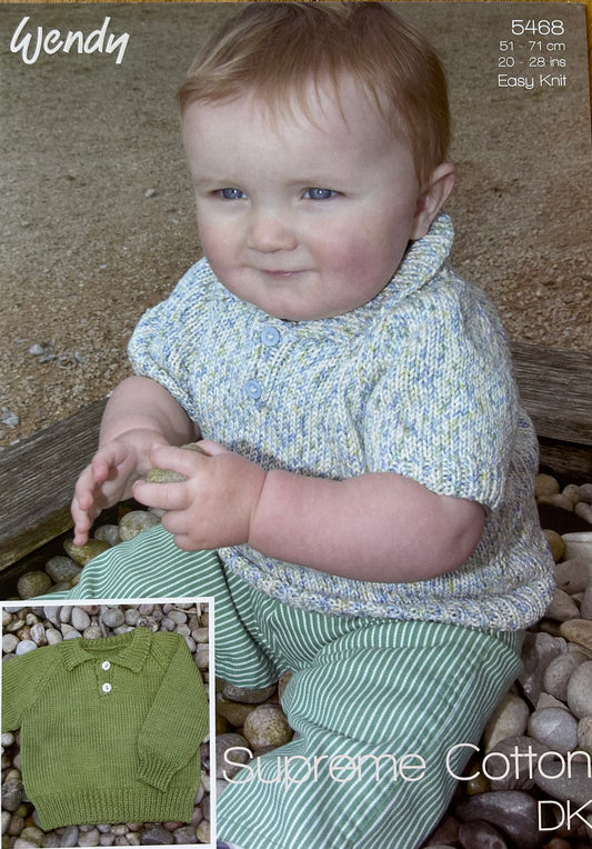 Knitting Pattern 5468 - Polo Shirt & Sweater in Cotton DK