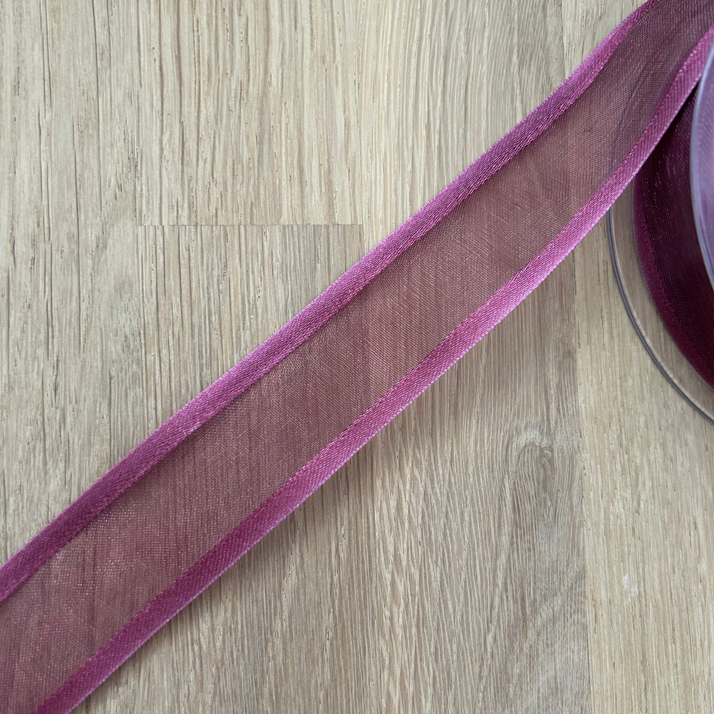 Double Sided Sheer - Satin Edged Ribbon 25mm - Wine Col 21