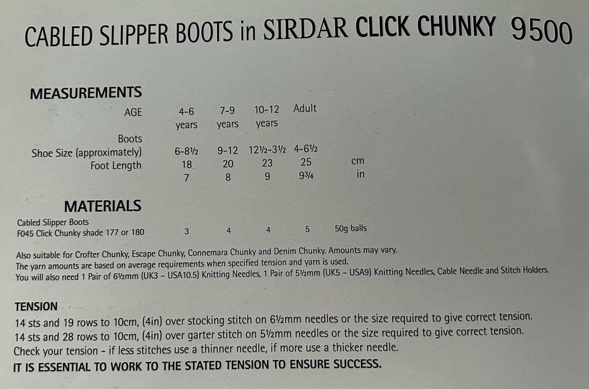 Knitting Pattern 9500 - Cabled Slipper Socks/Boots in Chunky