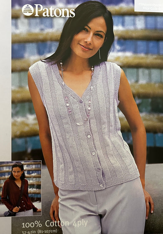 Knitting Pattern 3128 - Cardigan & Waistcoat in 100% Cotton 4 Ply